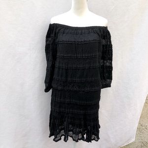 Candie’s Tiered Lace Mini Dress Sz Medium Black